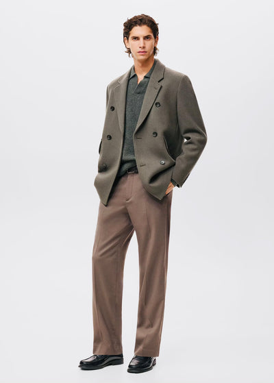 Manteau croisé en laine mélangée