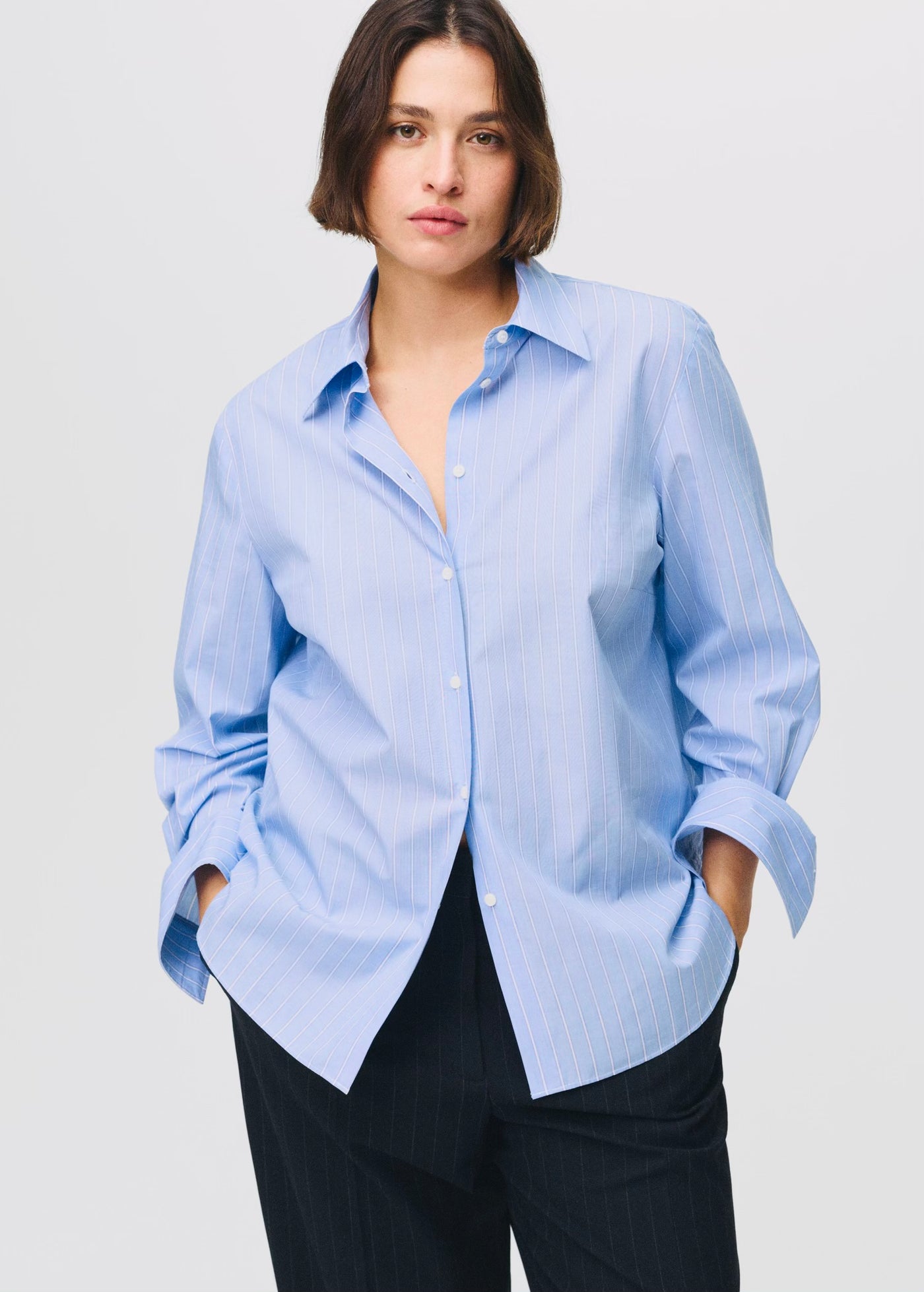 Chemise Droite Mélange Coton et Lyocell