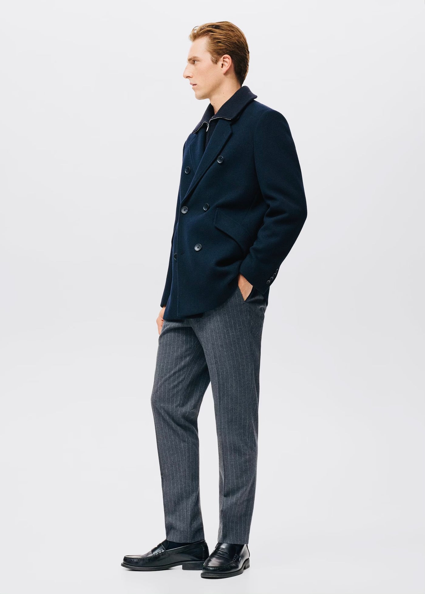 Manteau croisé en laine mélangée