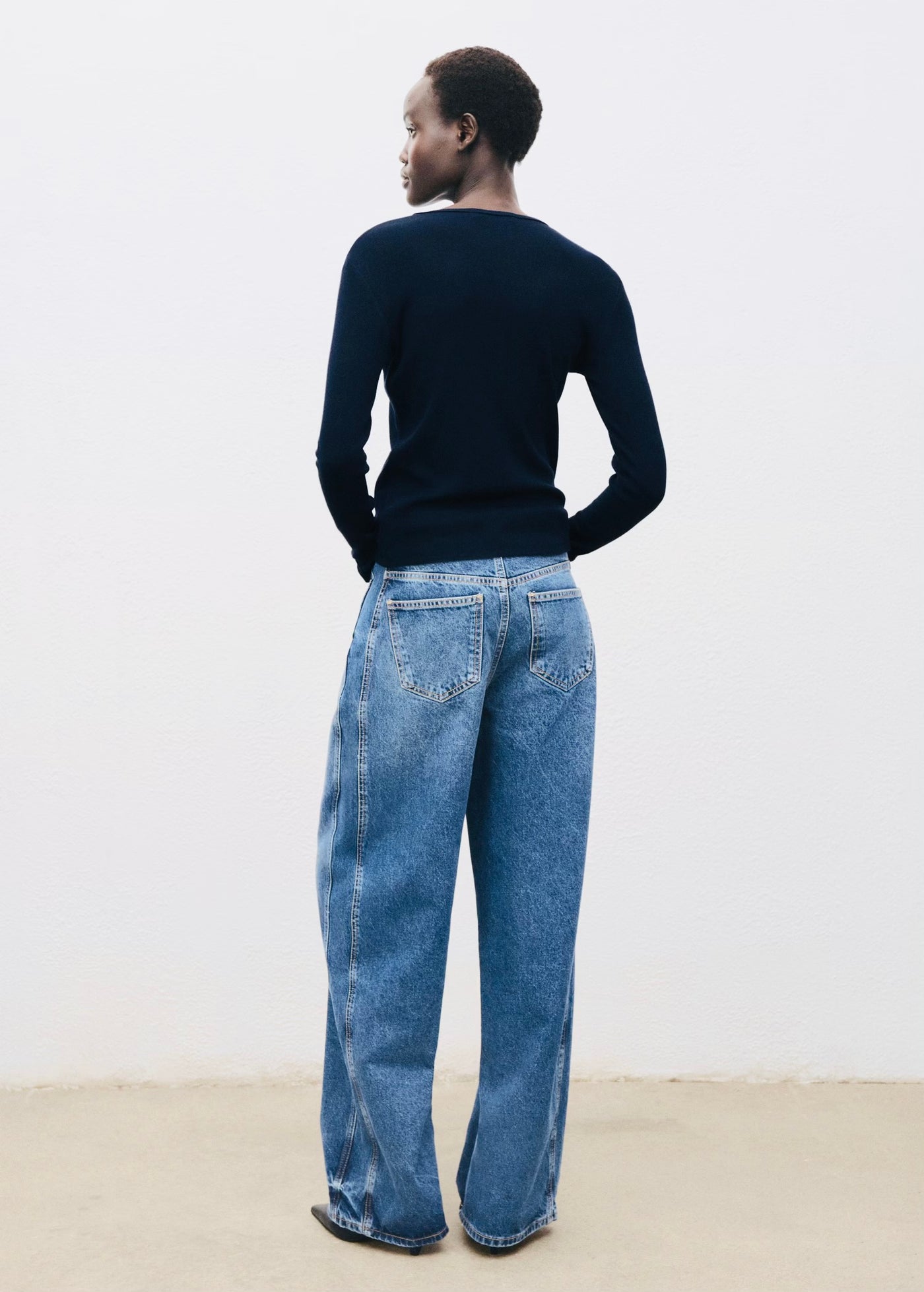 T-shirt Côtelé à Manches Longues