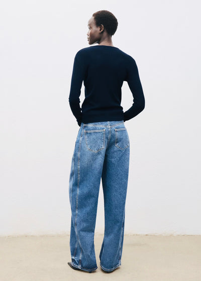 T-shirt Côtelé à Manches Longues