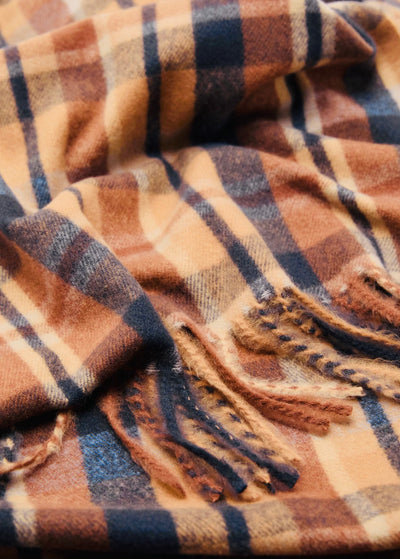 CHECK SCARF WITH FRINGED ENDS