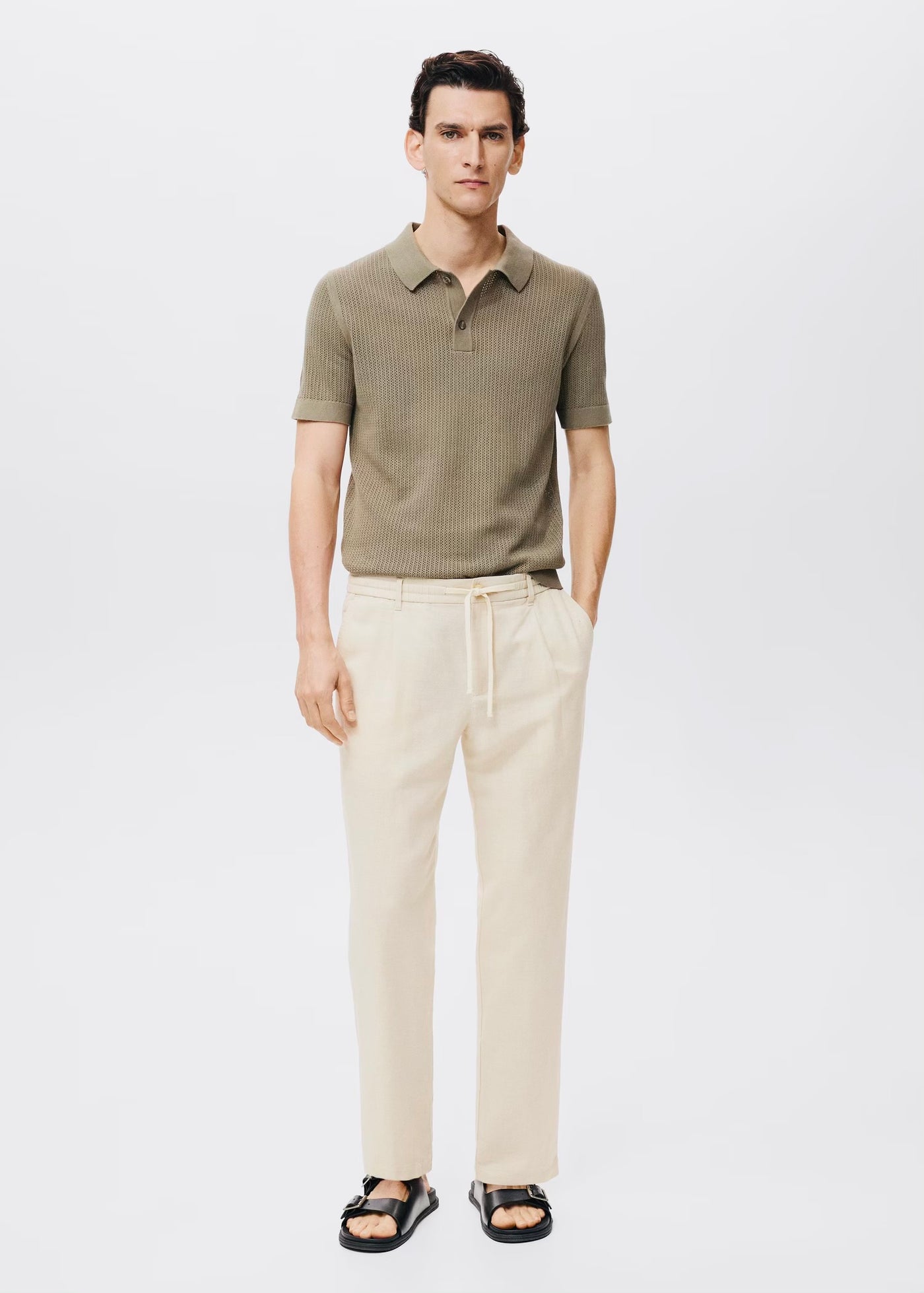 Pantalon Slim Fit Lin avec Cordon