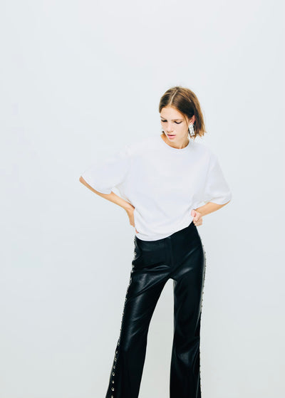 Pantalon Cuir Synthétique à Clous