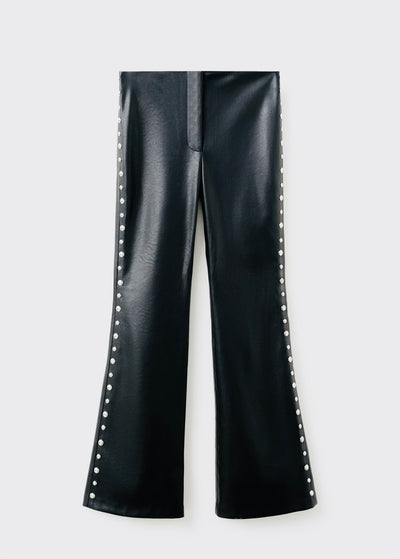 Pantalon Cuir Synthétique à Clous