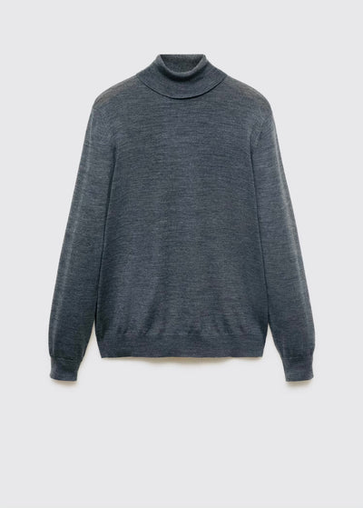 Pull over 100% laine mérinos à col montant