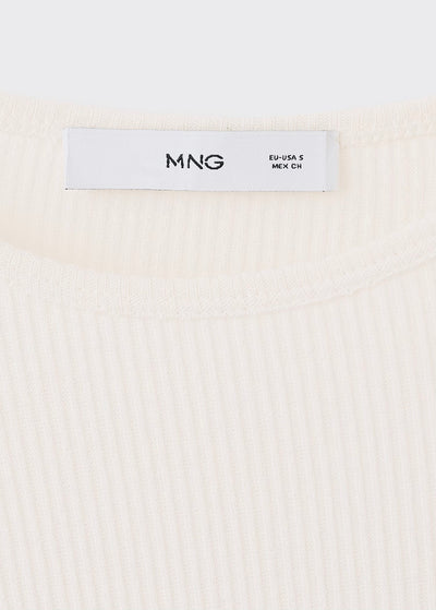 T-shirt Côtelé à Manches Longues