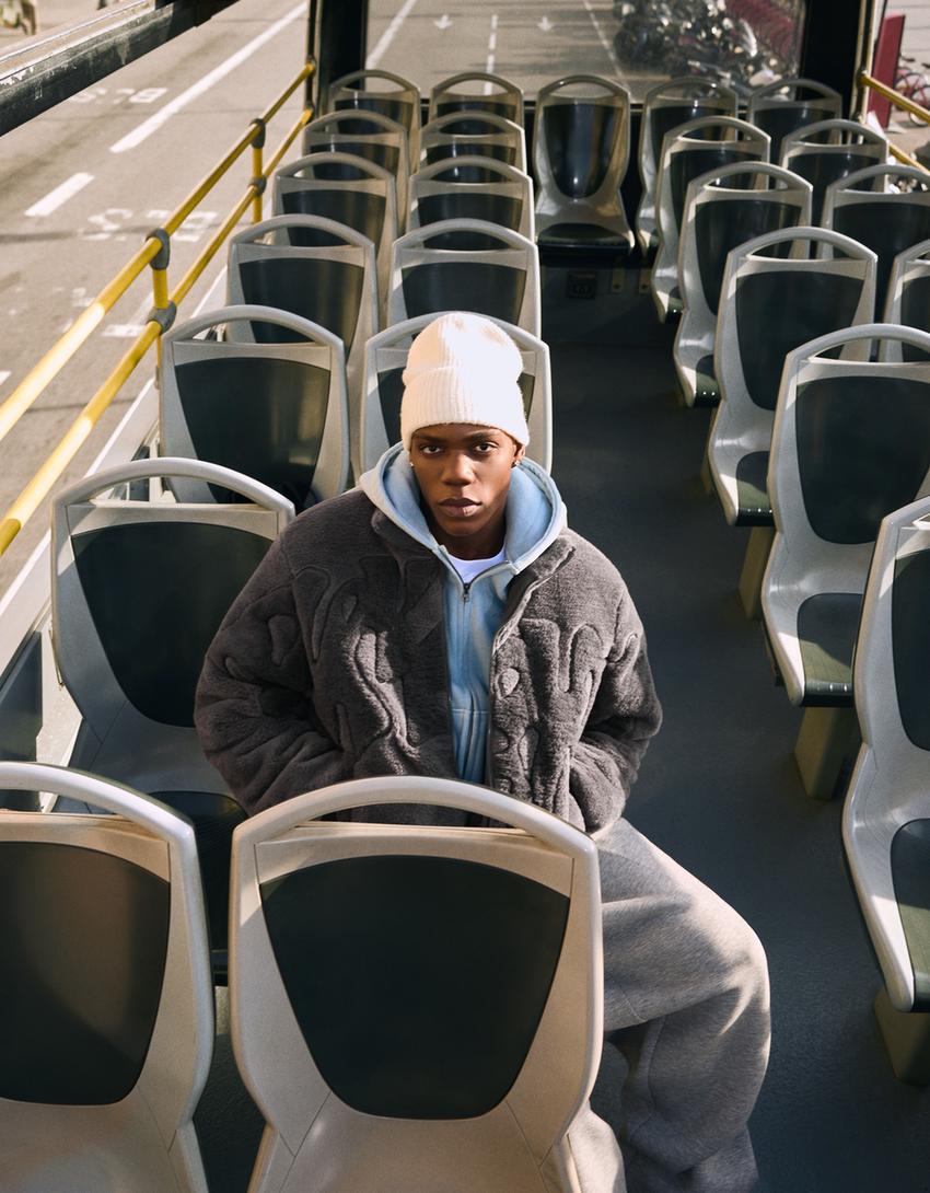 Blouson graphique effet mouton synthétique