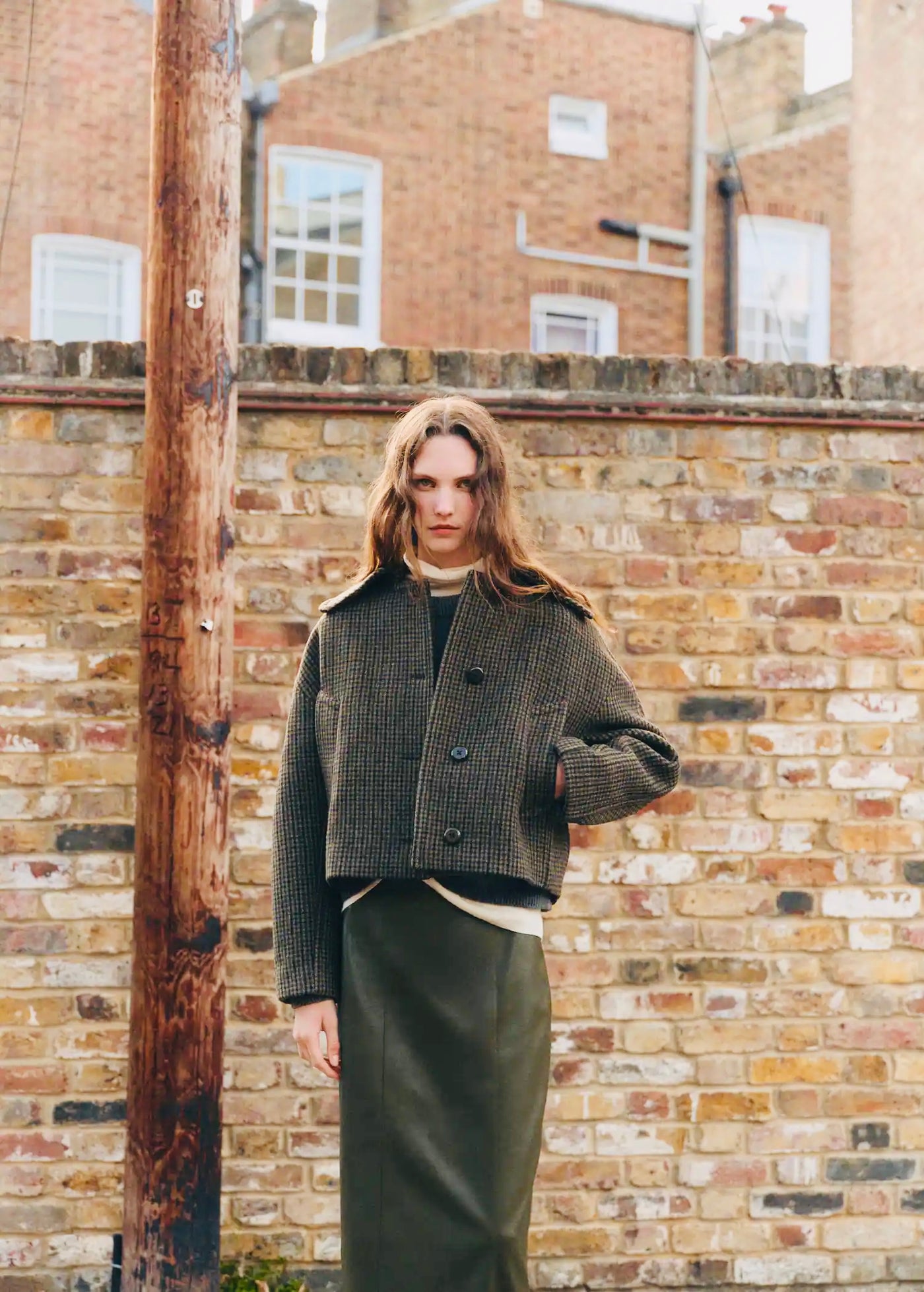 Veste laine pied-de-poule