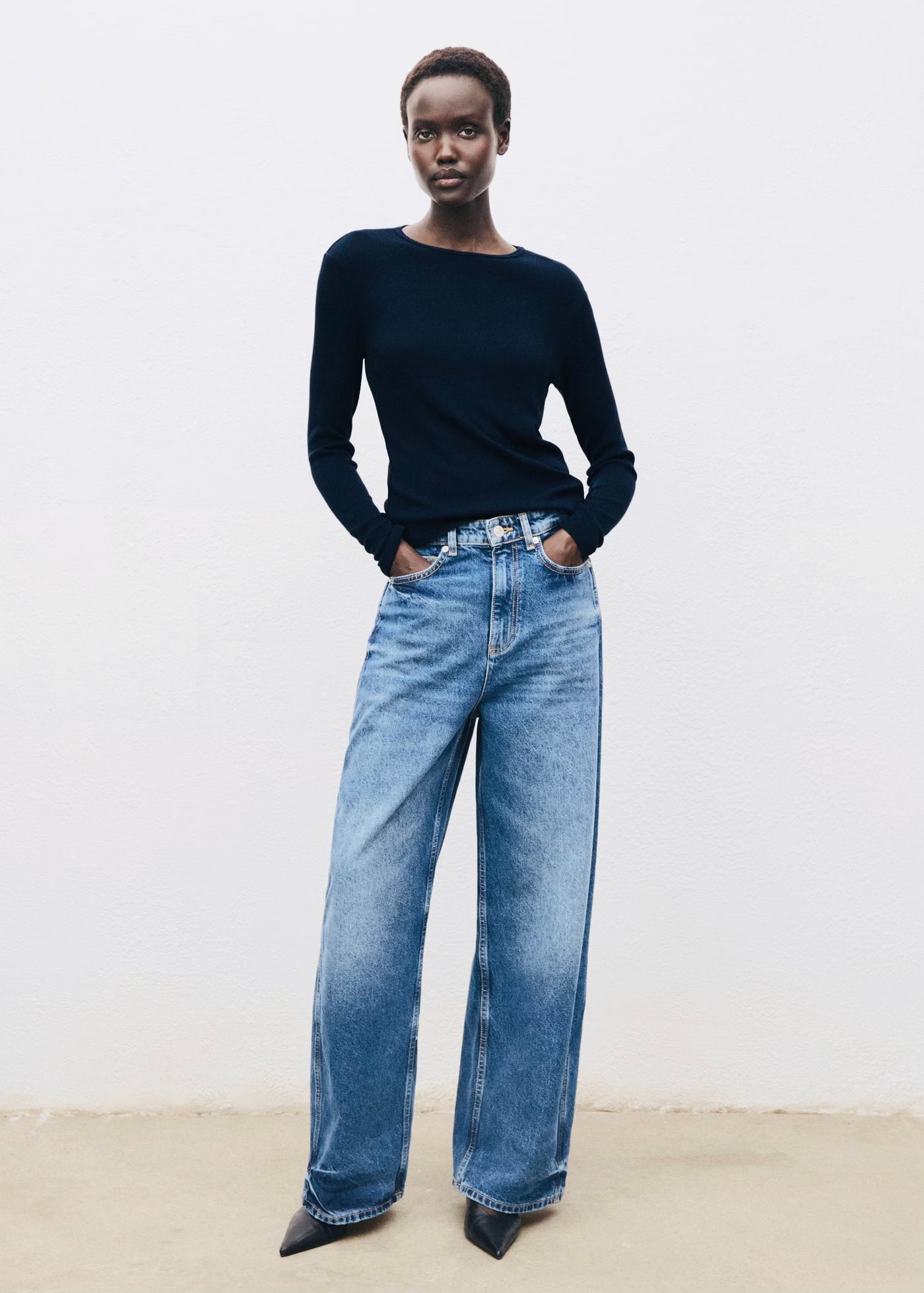 T-shirt Côtelé à Manches Longues