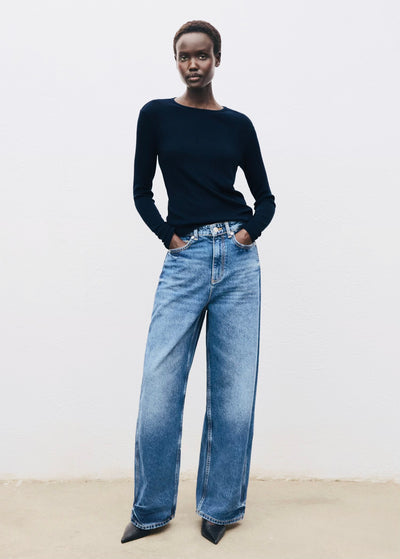 T-shirt Côtelé à Manches Longues