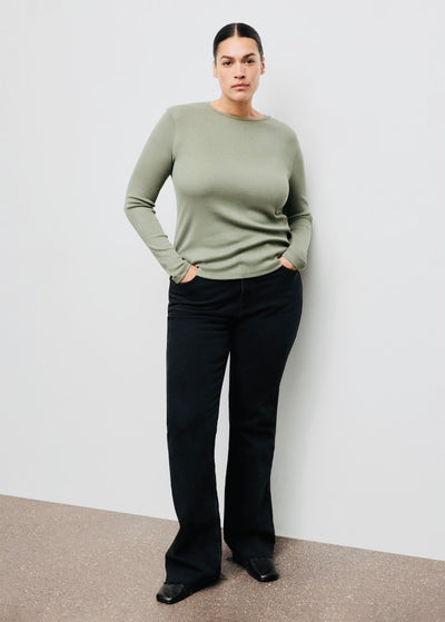 T-shirt Côtelé à Manches Longues