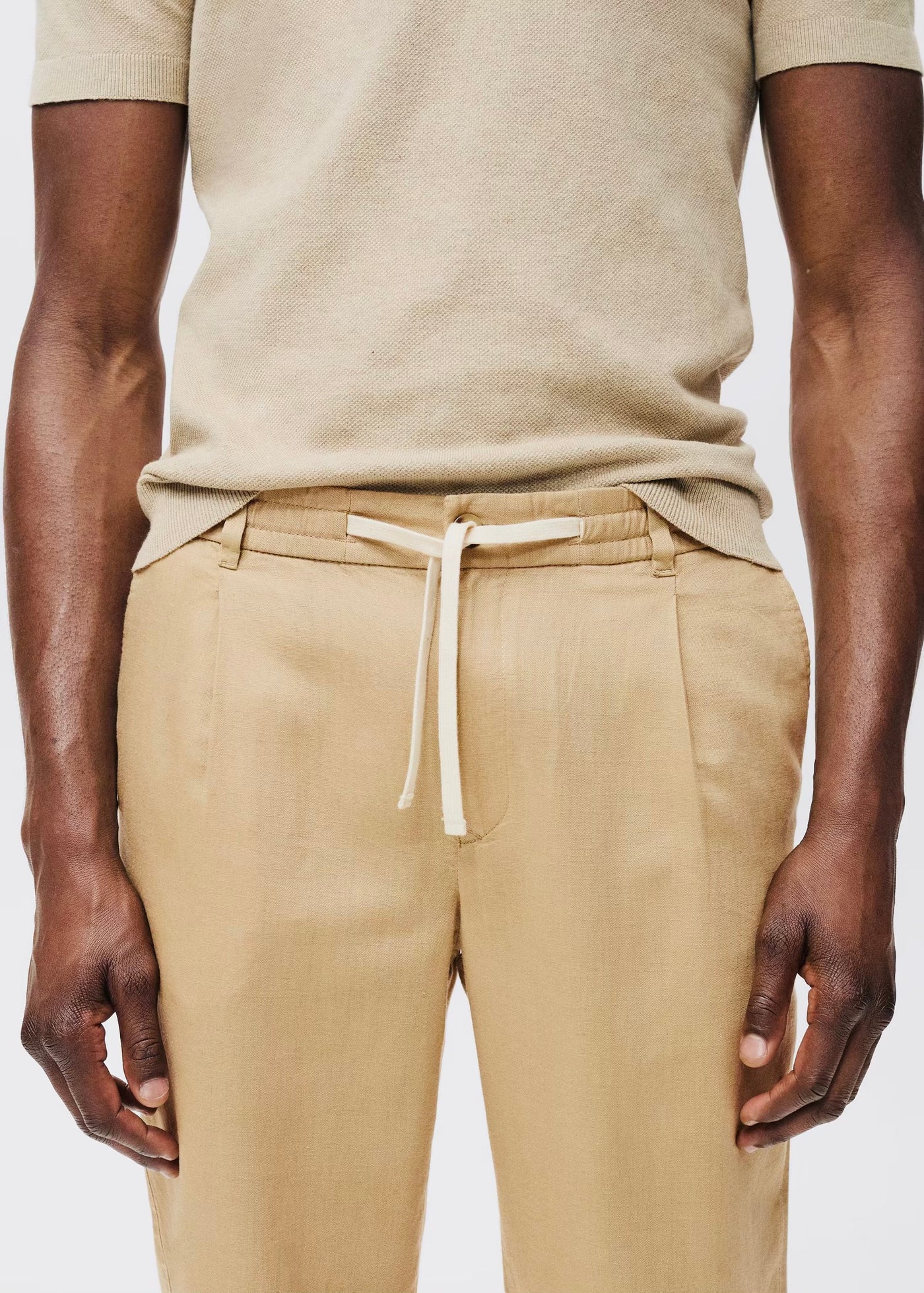 Pantalon Slim Fit Lin avec Cordon