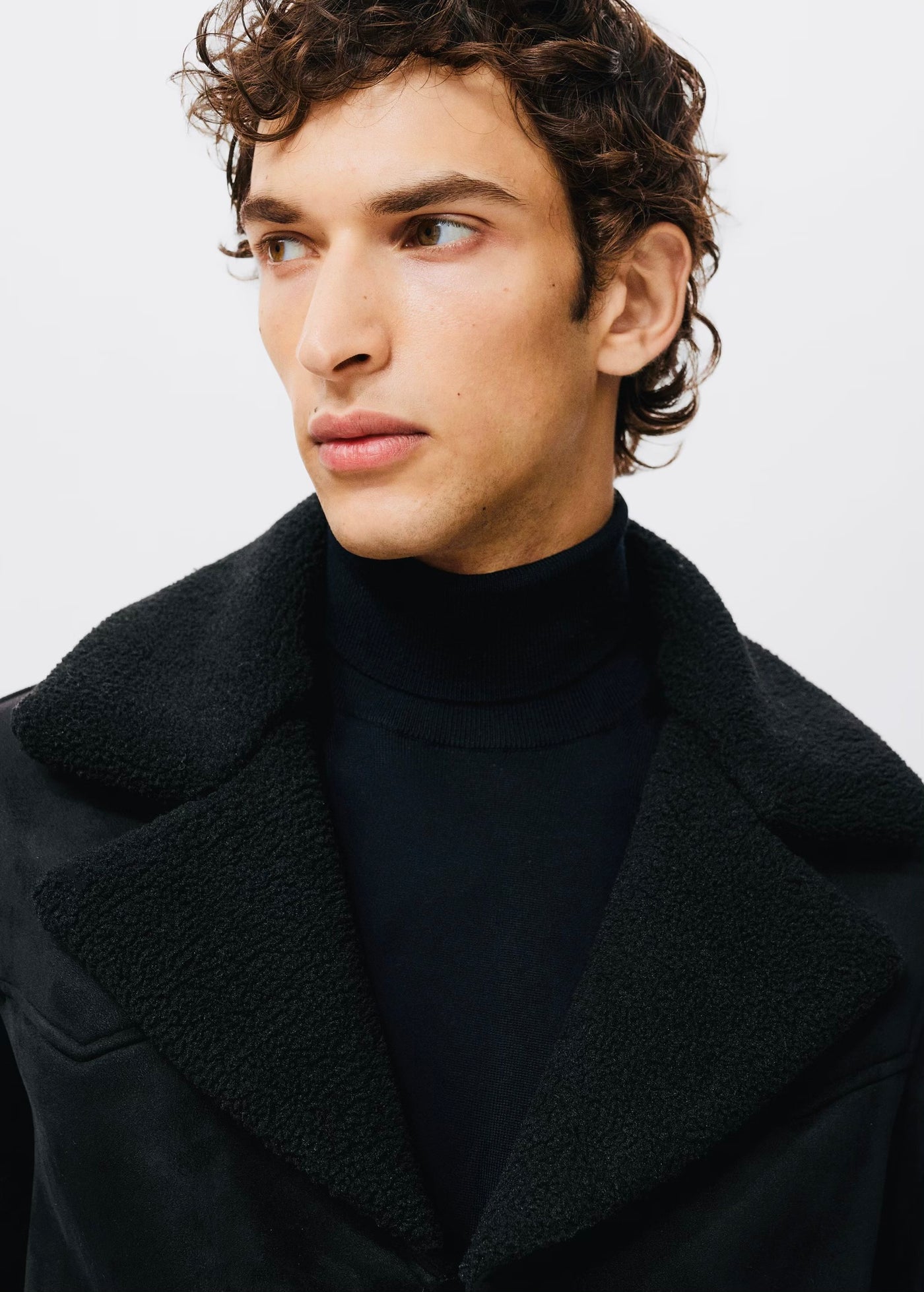 Manteau effet daim imitation mouton retourné