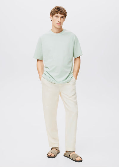 T-Shirt Coton Lin Relaxed-Fit Mango