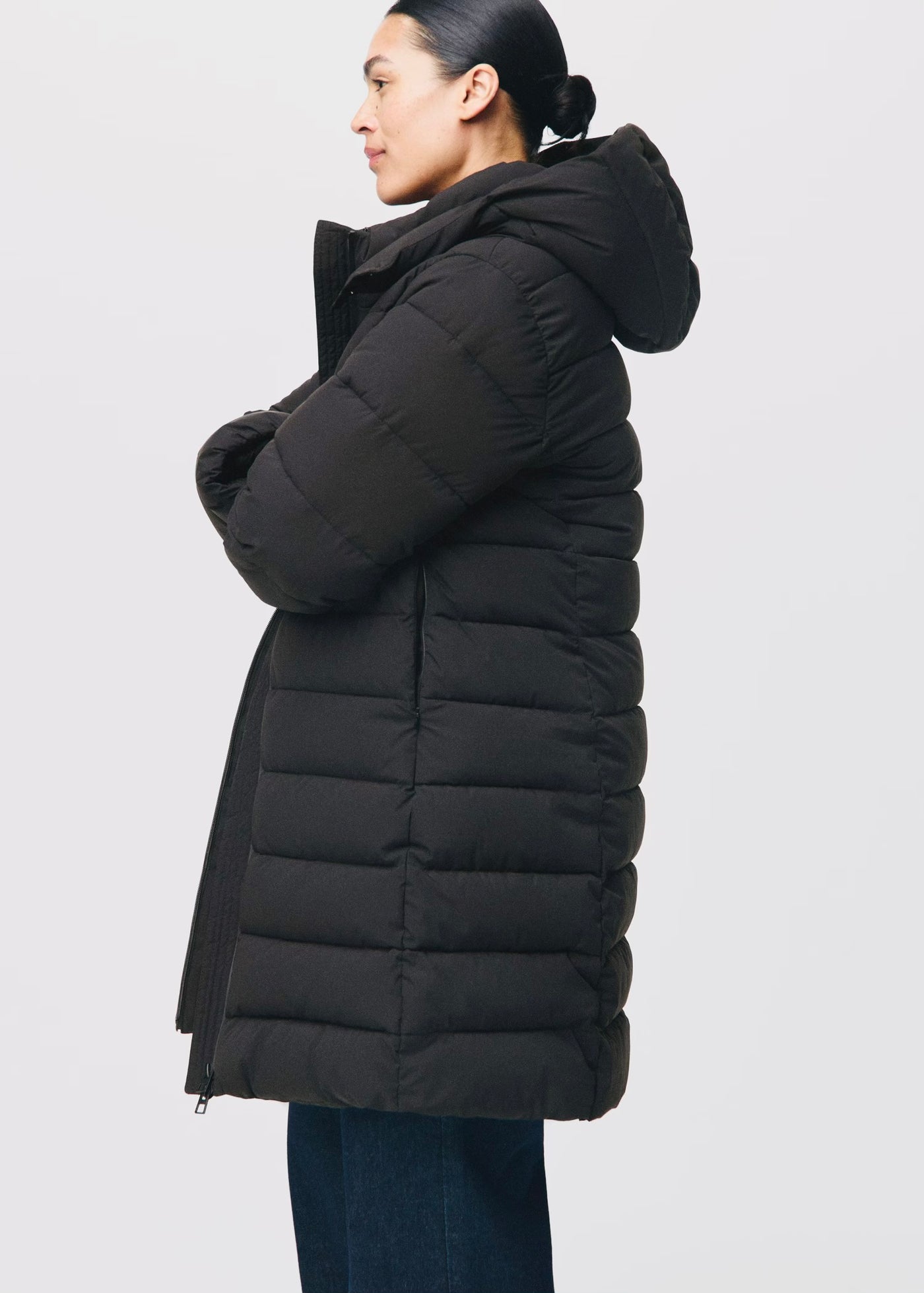 Anorak midi matelassé capuche