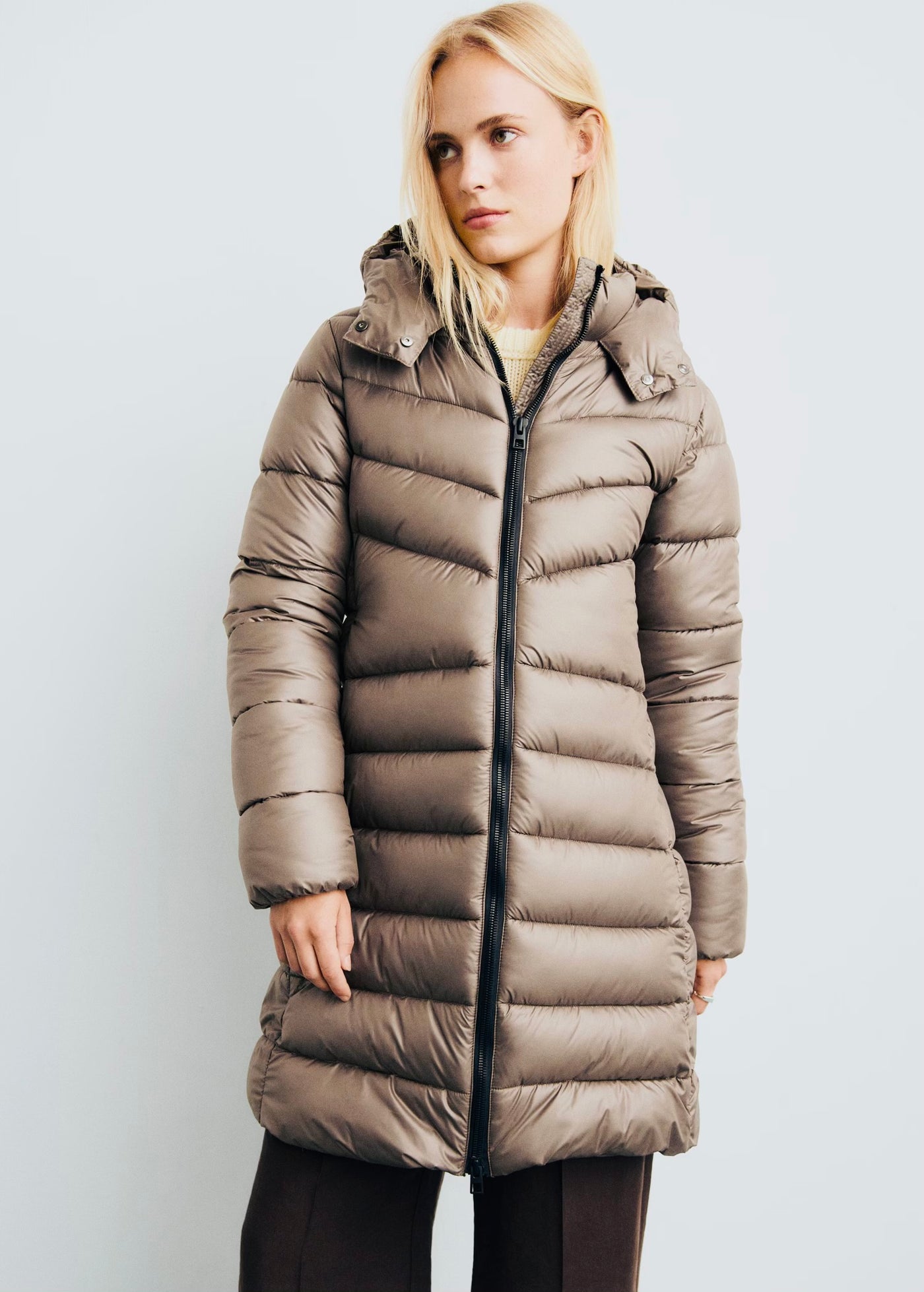 Anorak midi matelassé capuche