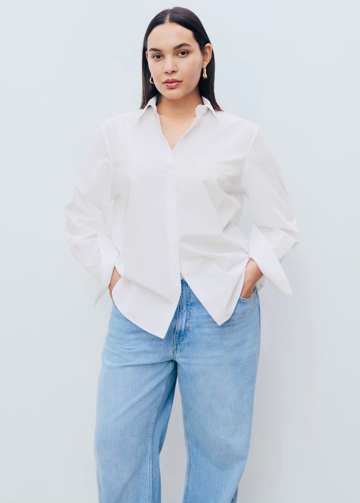 Chemise Droite Mélange Coton et Lyocell