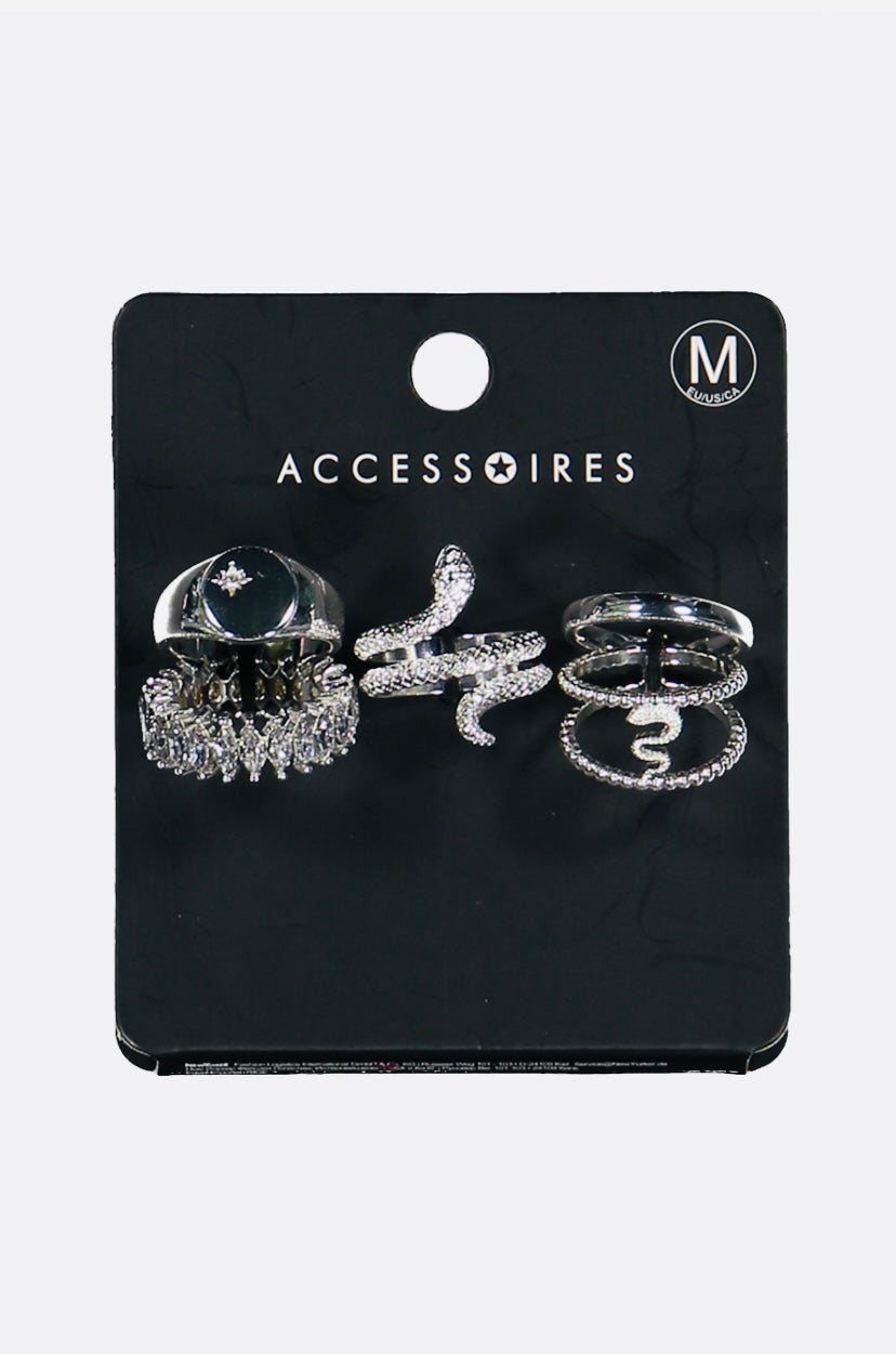 SET DE BAGUES DÉTAIL STRASS