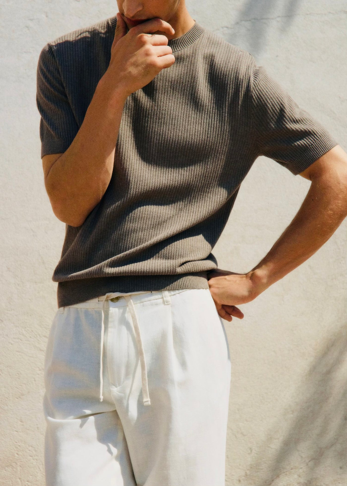 Pantalon Slim Fit Lin avec Cordon