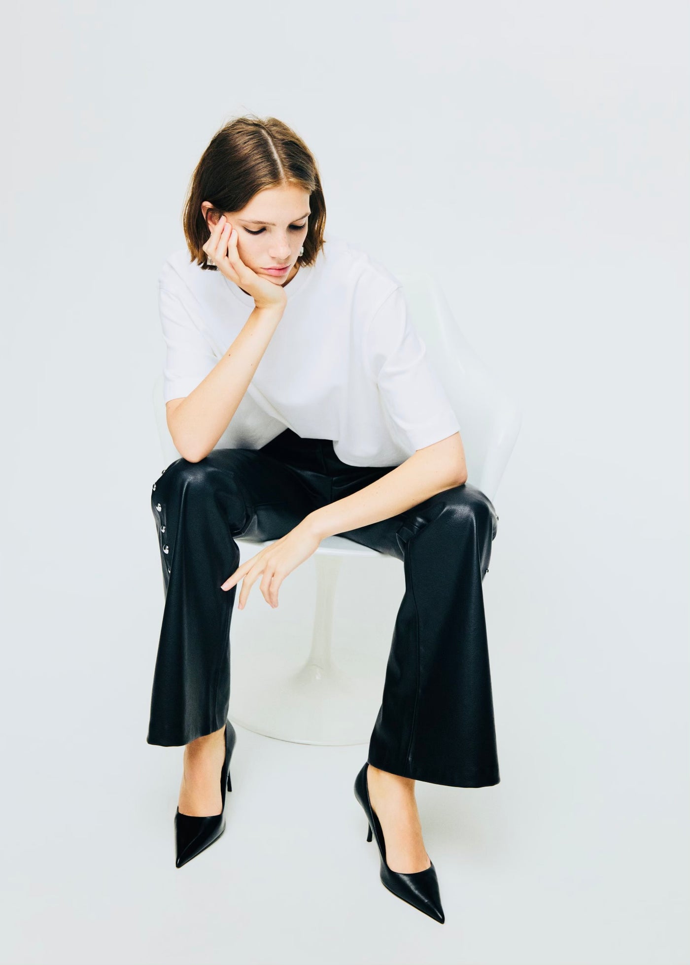 Pantalon Cuir Synthétique à Clous