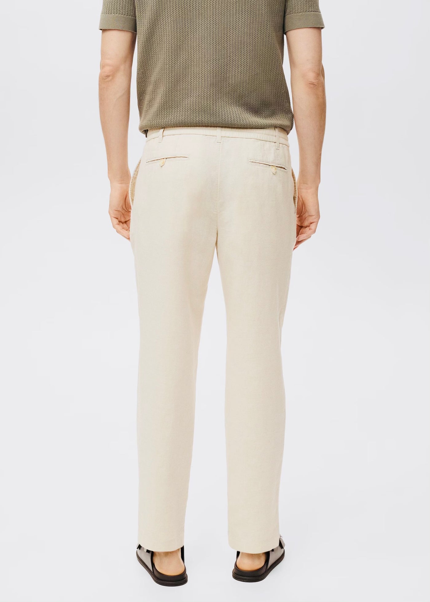 Pantalon Slim Fit Lin avec Cordon