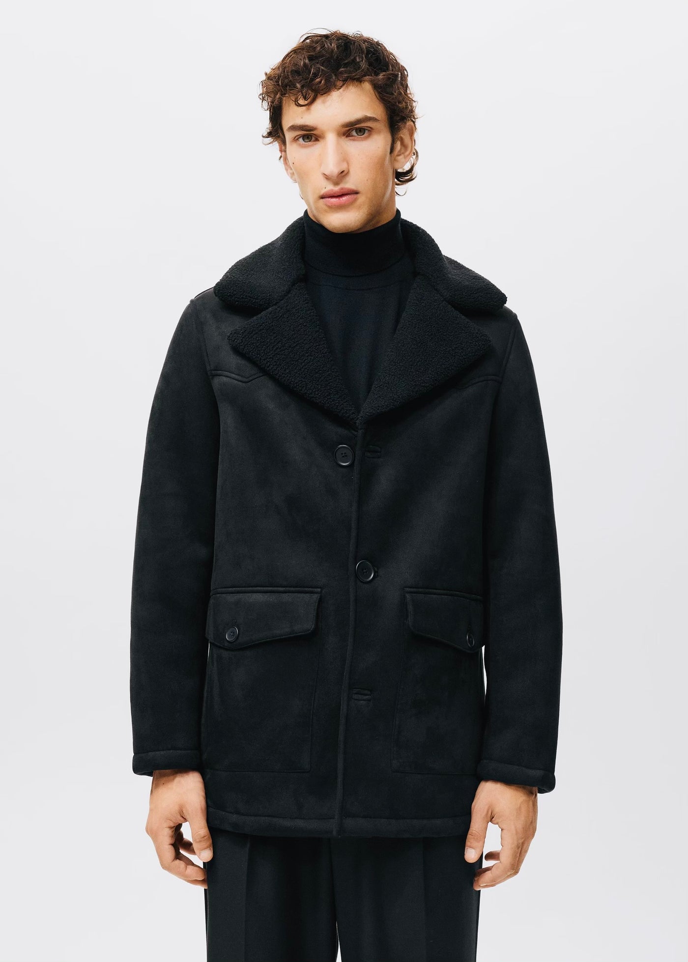 Manteau effet daim imitation mouton retourné