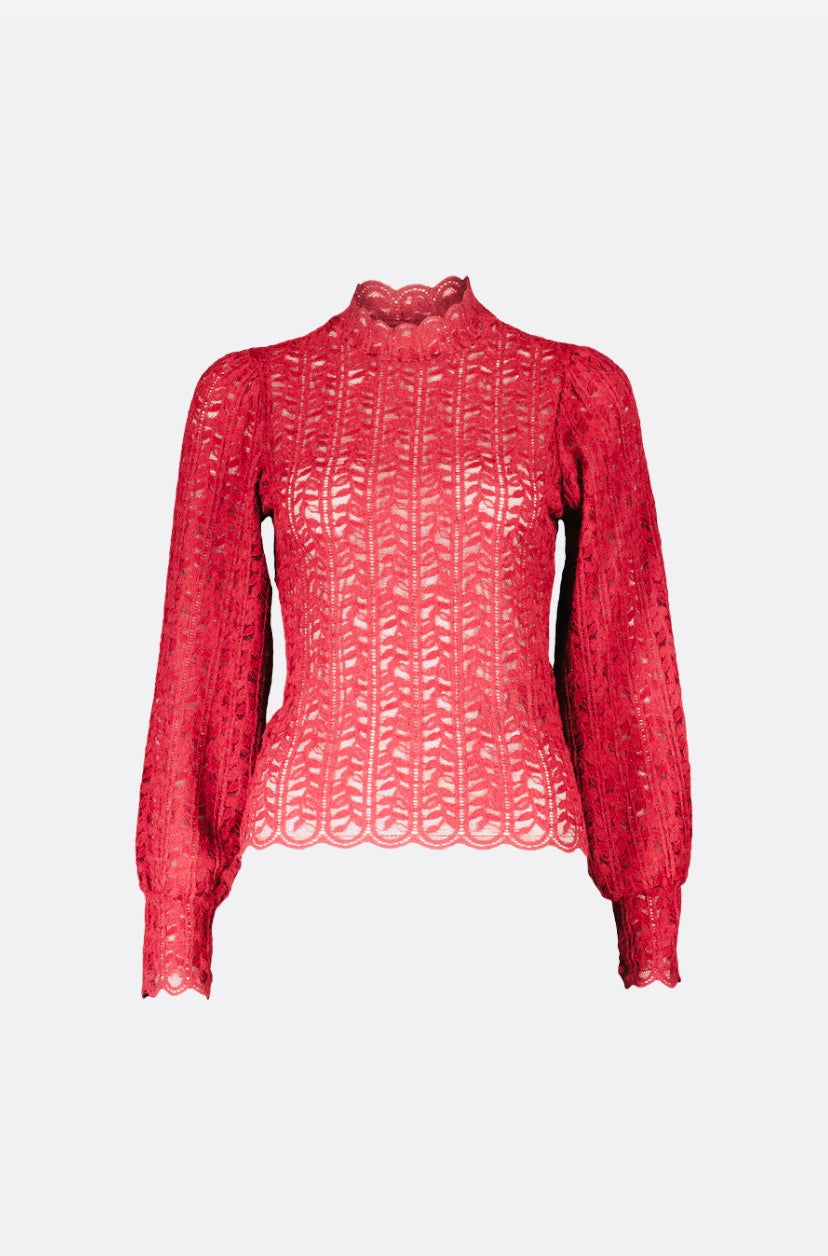 Blouse avec Empiècement en Dentelle