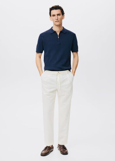 Pantalon Slim Fit Lin avec Cordon