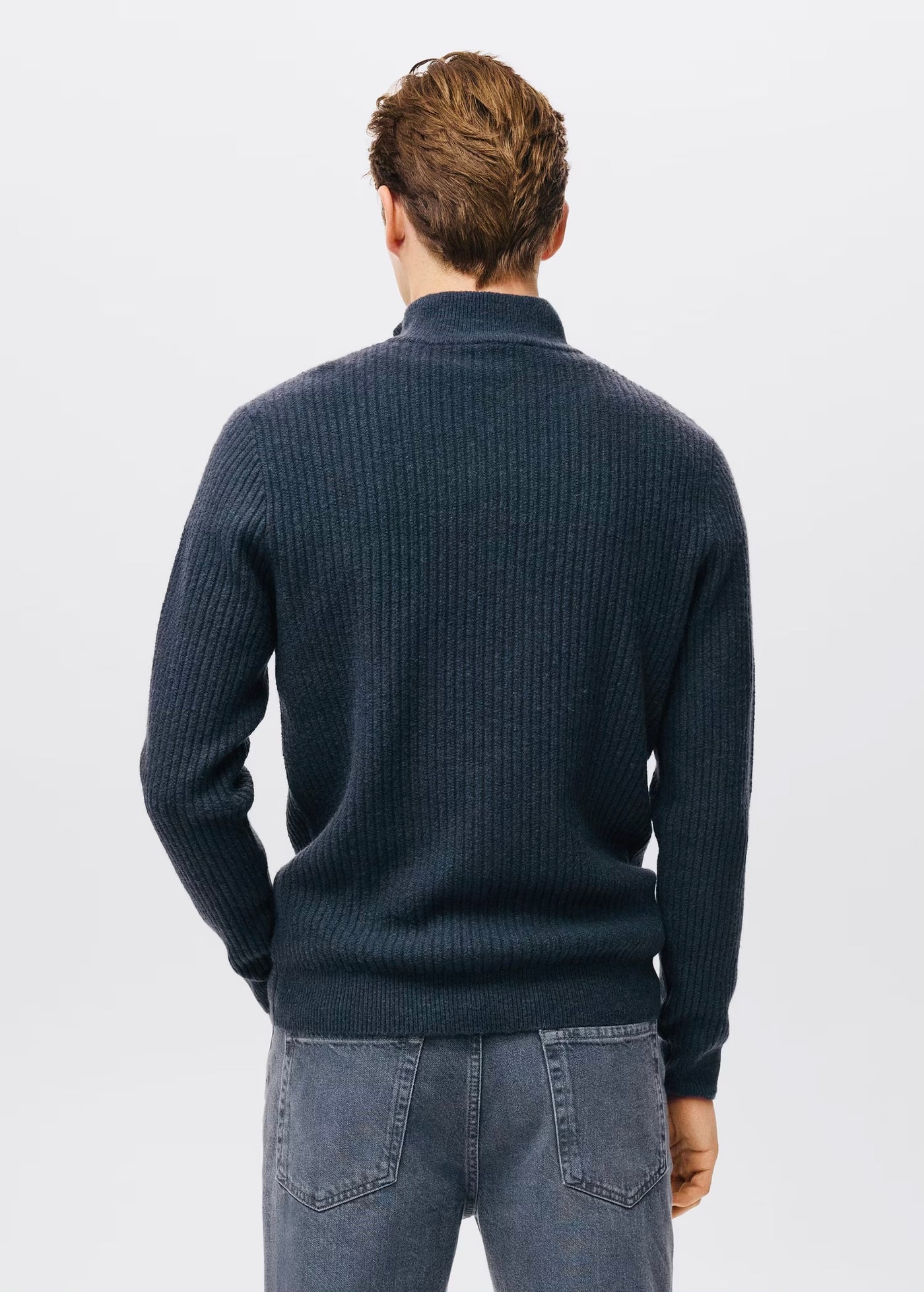 Pull over en maille côtelée à col zippé