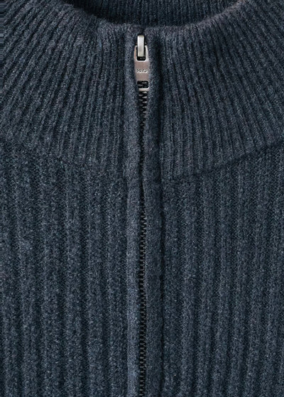 Pull over en maille côtelée à col zippé