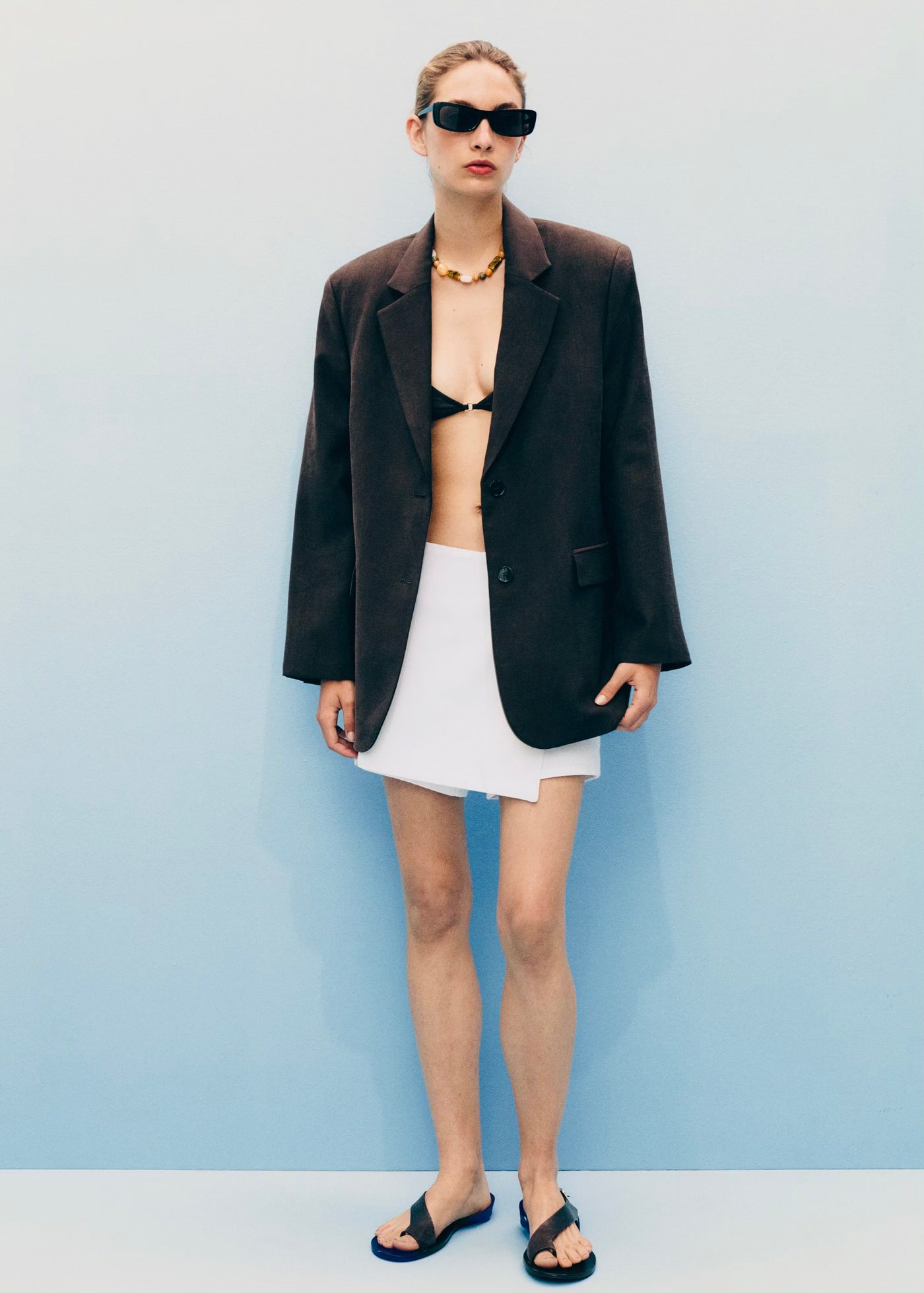 Jupe short en jean croisée