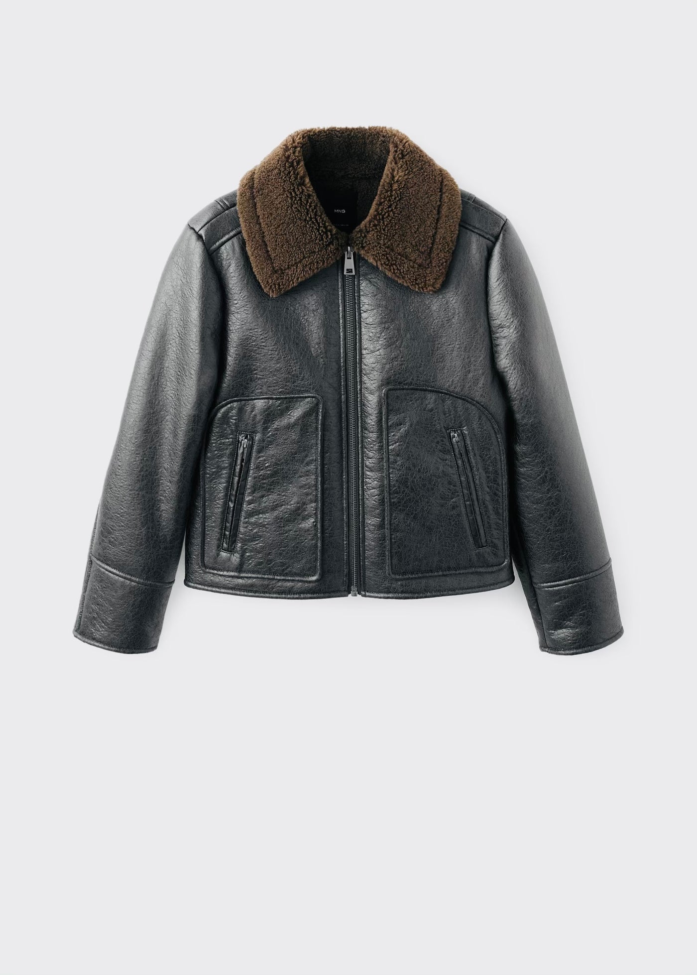 Veste similicuir col effet mouton