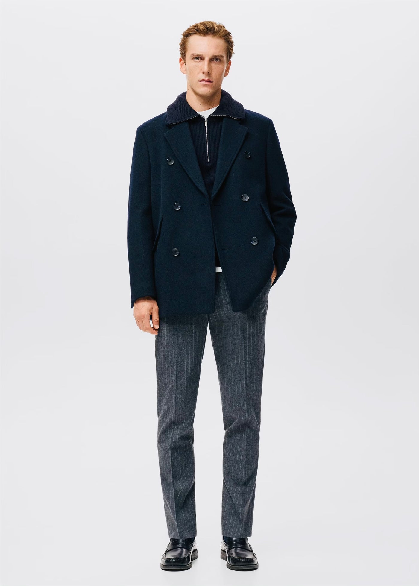 Manteau croisé en laine mélangée