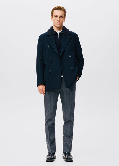 Manteau croisé en laine mélangée