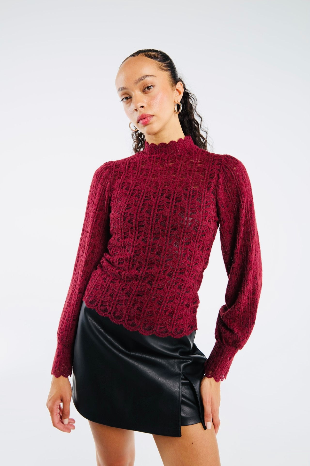 Blouse avec Empiècement en Dentelle