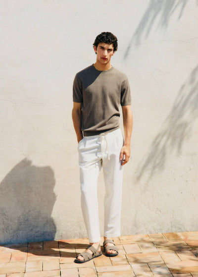 Pantalon Slim Fit Lin avec Cordon