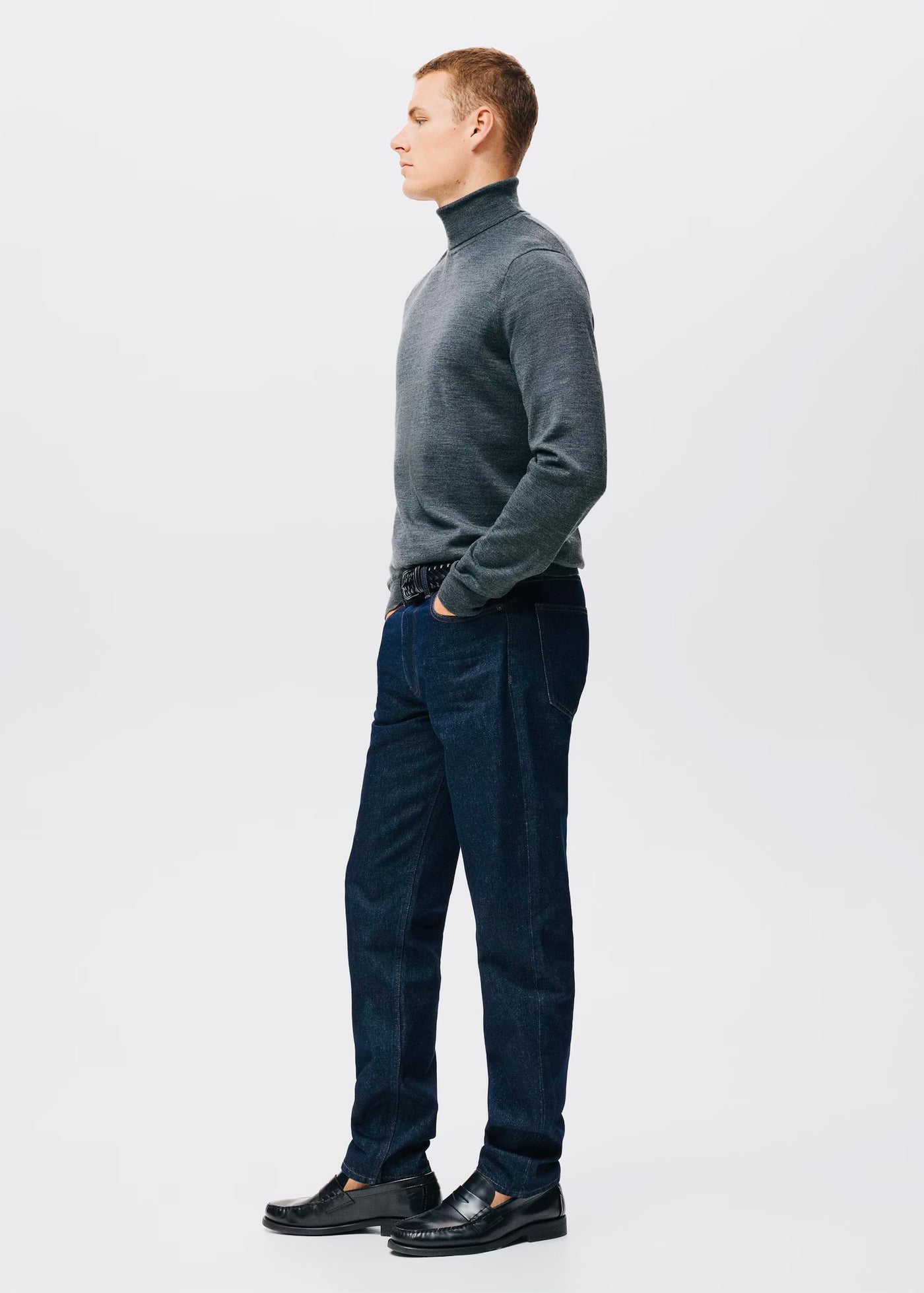 Pull over 100% laine mérinos à col montant