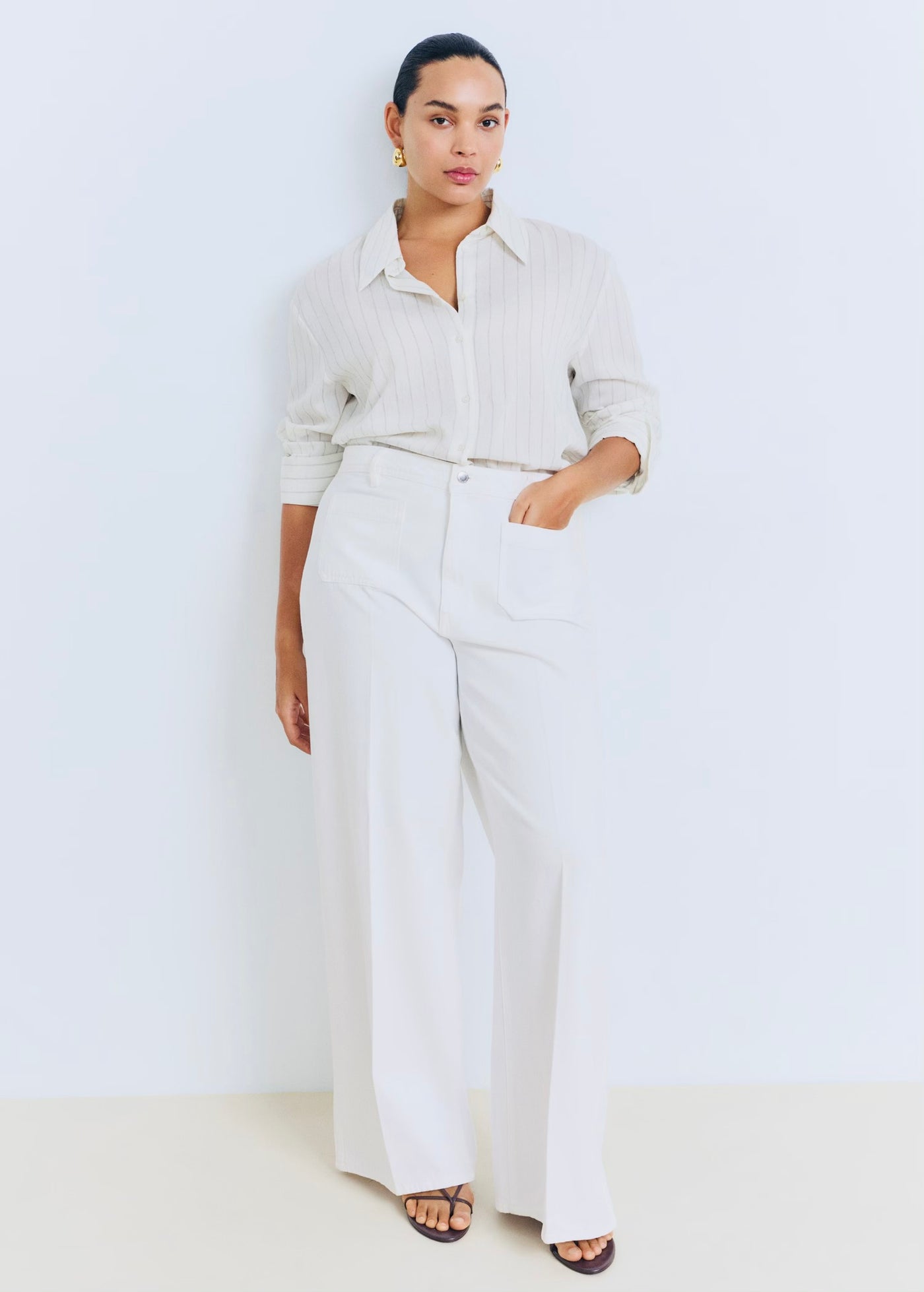 Jean Wideleg Poches Taille Haute