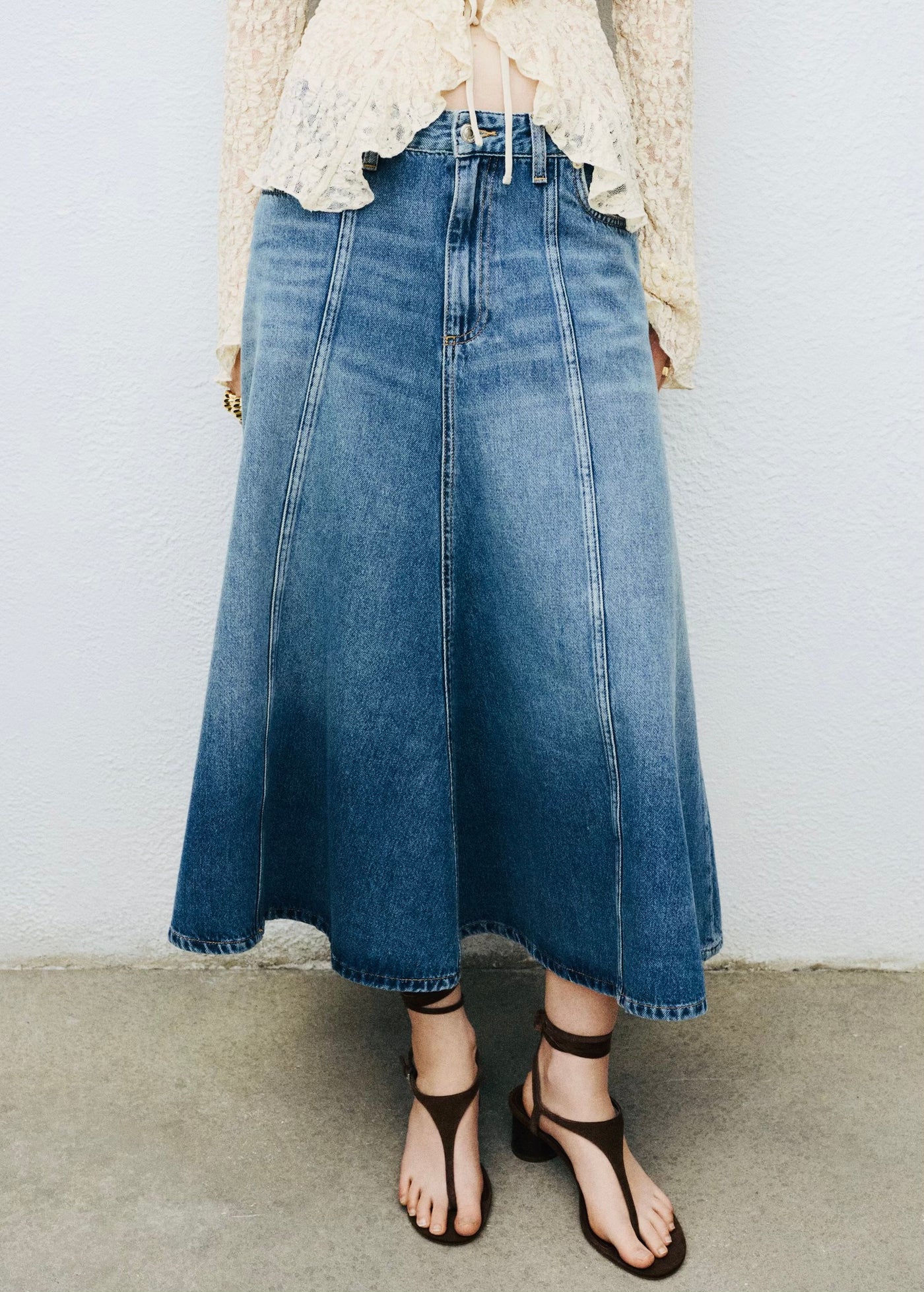 Jupe midi en jean