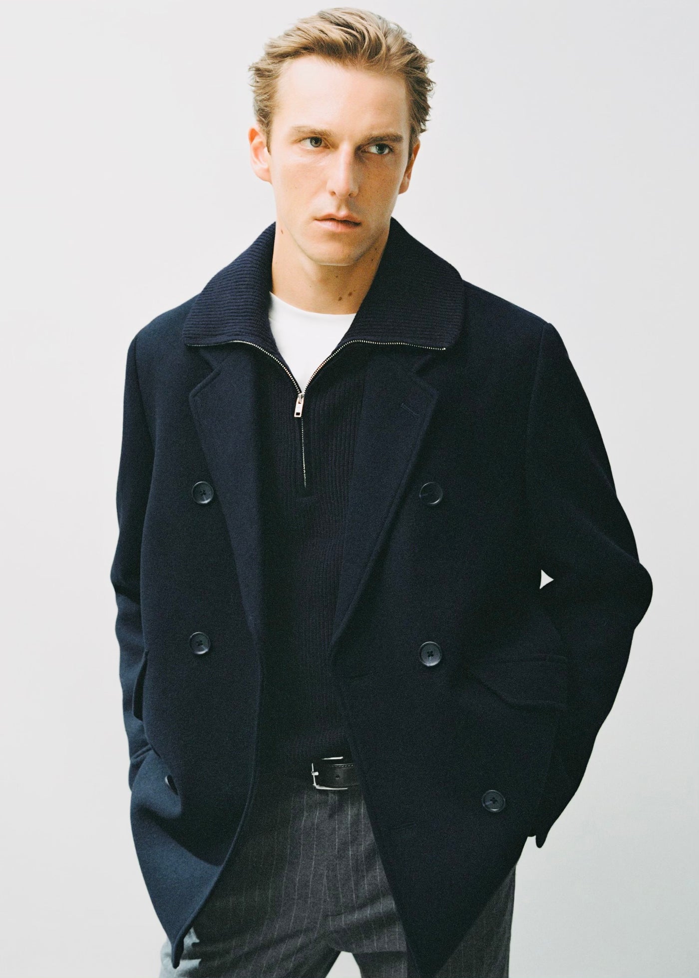 Manteau croisé en laine mélangée