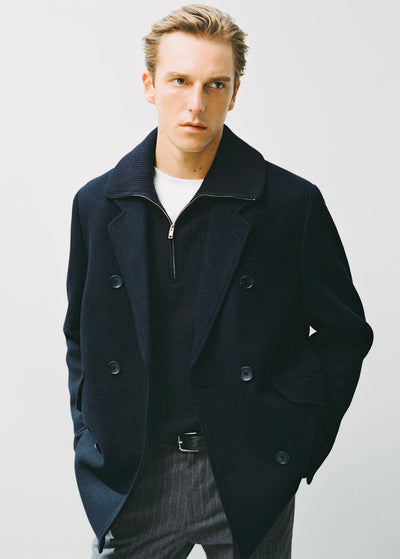 Manteau croisé en laine mélangée