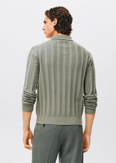 Pull over en maille côtelée à col zippé