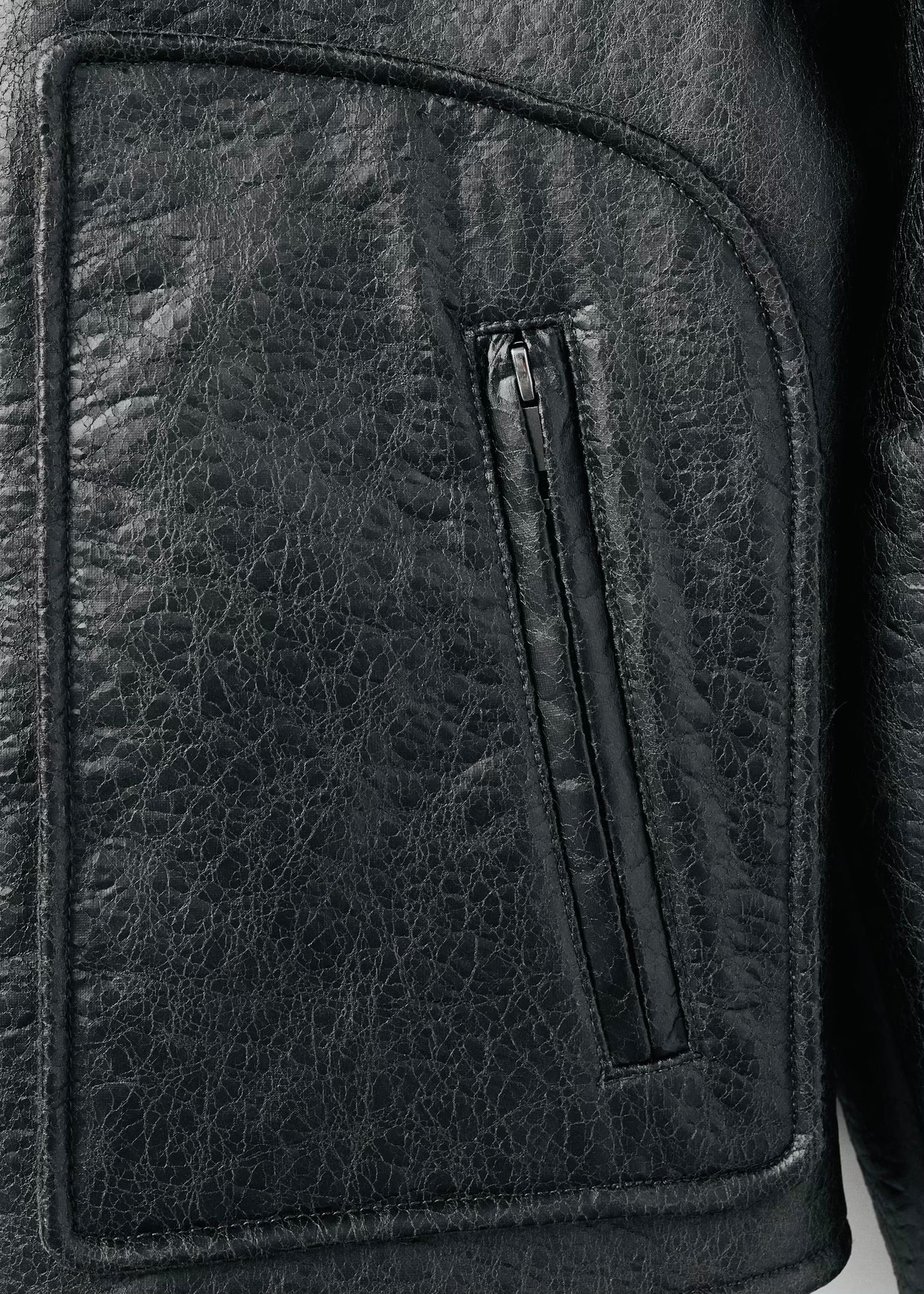 Veste similicuir col effet mouton