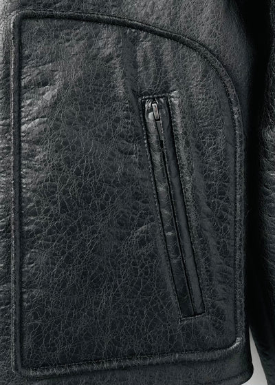 Veste similicuir col effet mouton