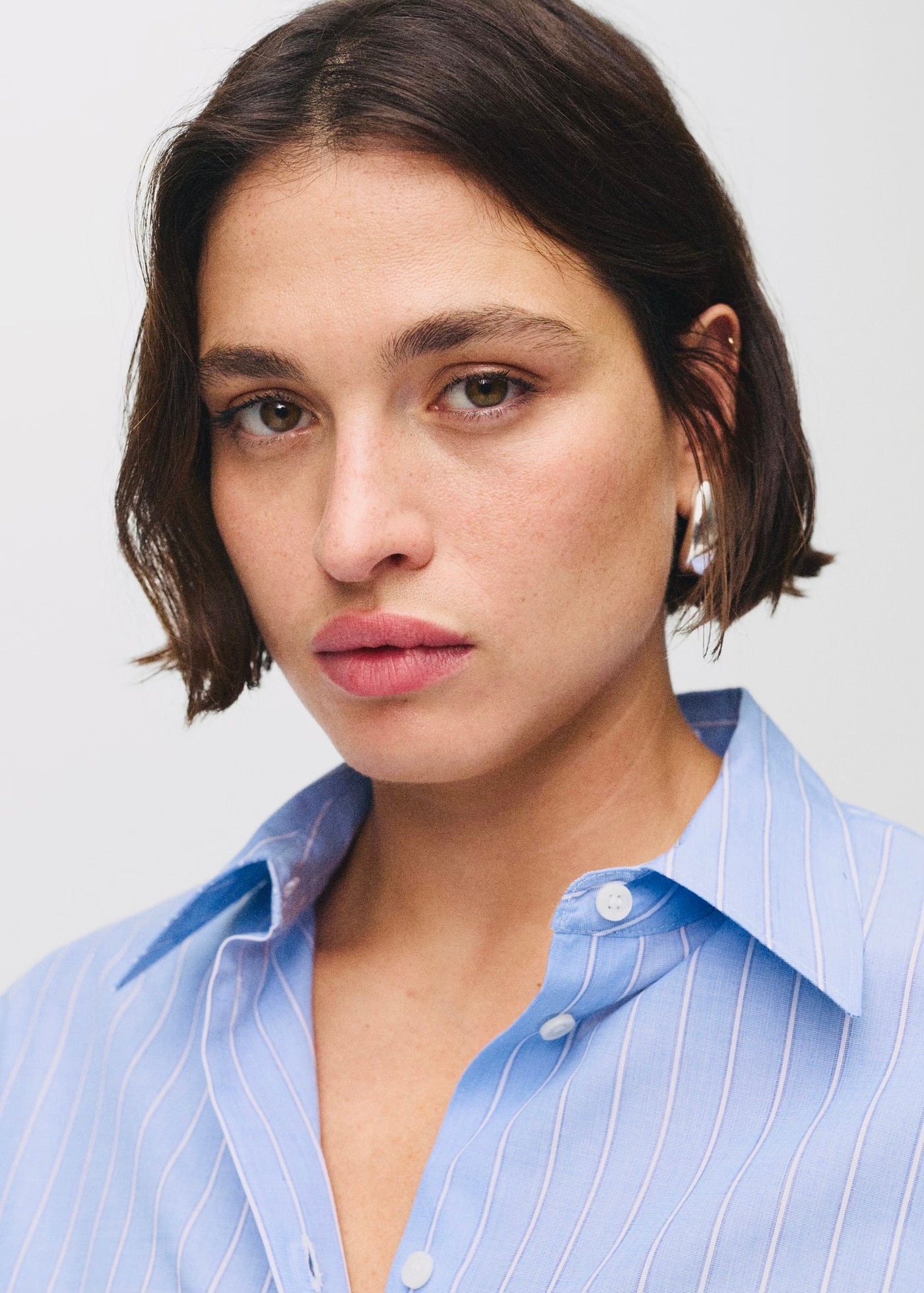 Chemise Droite Mélange Coton et Lyocell