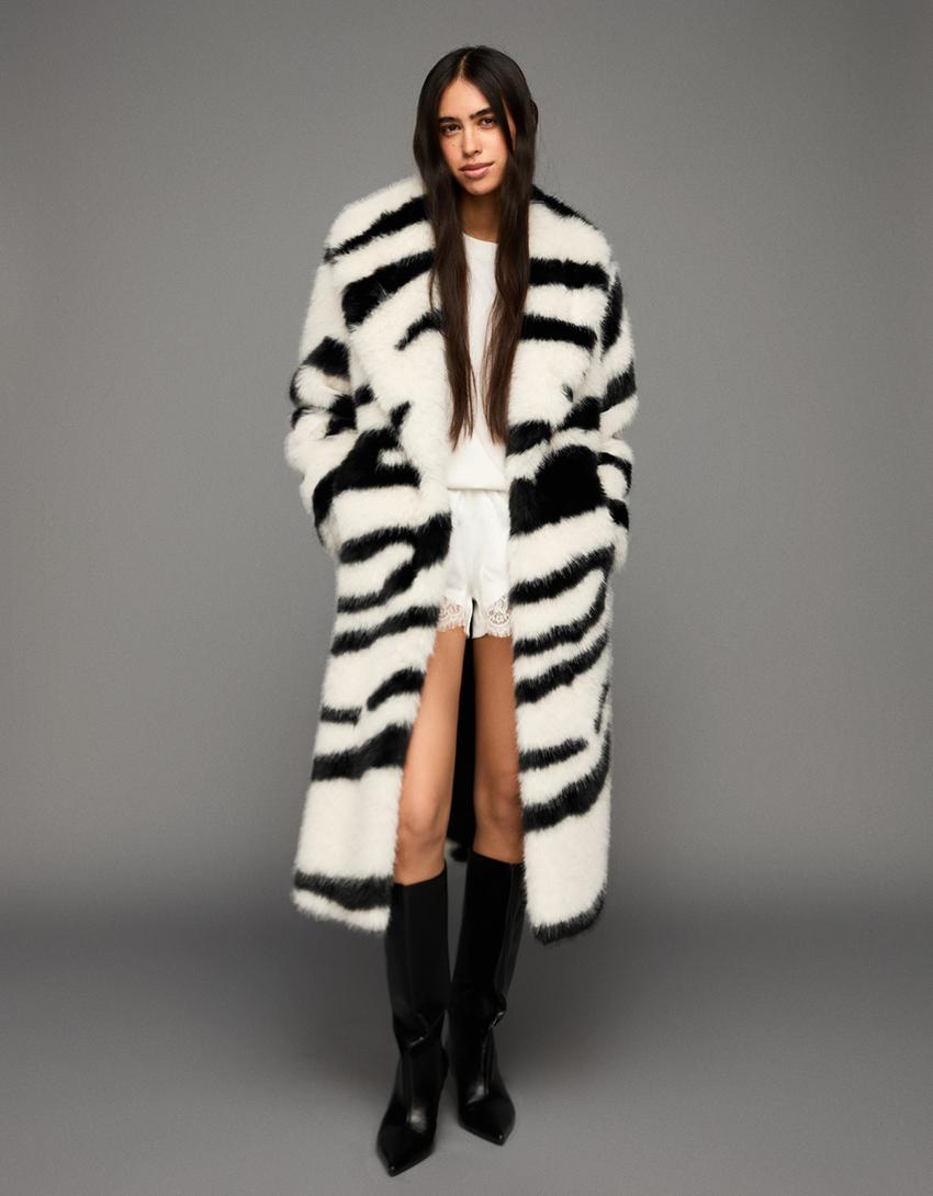 MANTEAU FAUSSE FOURRURE IMPRIMÉ ANIMAL