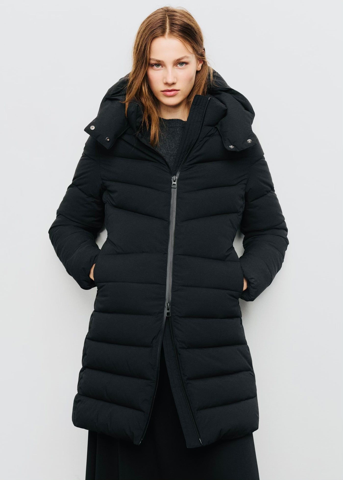 Anorak midi matelassé capuche