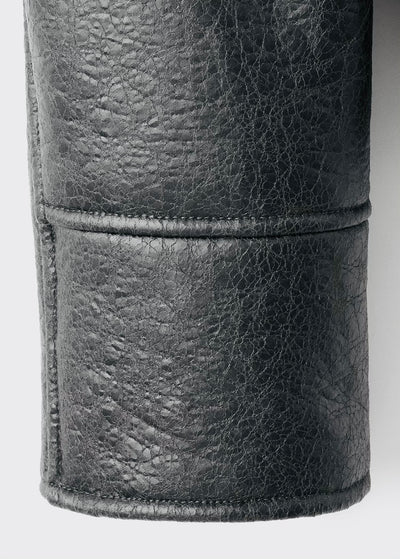 Veste similicuir col effet mouton