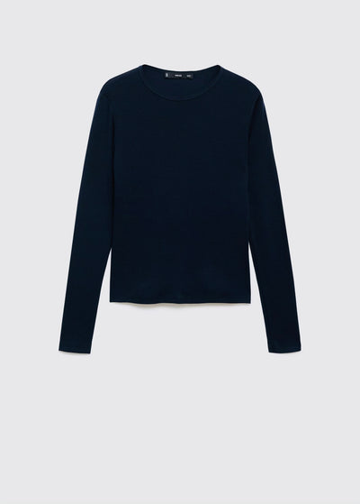 T-shirt Côtelé à Manches Longues